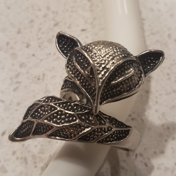925 Sterling silver FOX ring size 10 - Picture 4 of 15